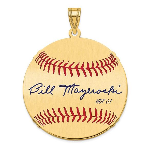 14K Gold Plated Bill Mazeroski Signature LG Enamel Baseball Pendant